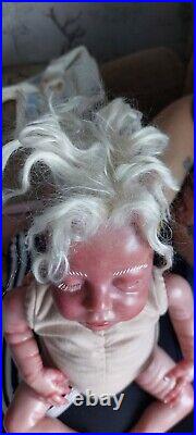 Reborn Baby Doll With White Mohair And White Eyelashes