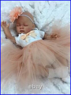 Reborn Doll Heavy Baby Girl Peach Tutu Outfit Closed Eyes Magnetic Dummy Sofia