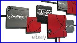 Red Black Modern Abstract Wood Metal Wall Sculpture, Metal wall art, 48x22