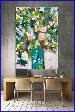 Renoir Style Abstract Original Oil Painting On Canvas 76X51x4cm Tate White Roses