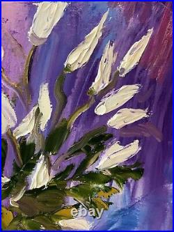 Richter Abstract Original Oil Painting On Canvas 30X40cm Floral White Tulips
