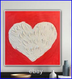 Richter Style Original Abstract Oil Painting On 50x50cm Canvas Pure White Heart