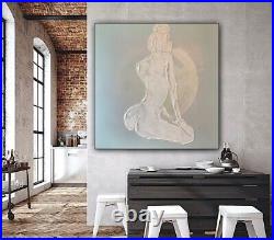 Richter Style Original Abstract Oil Painting On 80x80cm Canvas Pure White'Nude