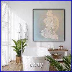 Richter Style Original Abstract Oil Painting On 80x80cm Canvas Pure White'Nude