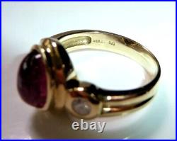 Ring 585 Yellow Gold 3.00 CT Tourmaline 0.22 CT Diamond Size 57-58 Changeable