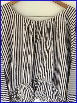 Ritanotiara Bnwot French Ticking Stripe Cotton Artist Shirt Top Blue White Fs