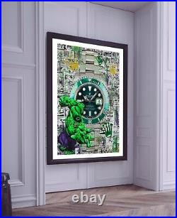 Rolex Hulk Submariner print Watch Wall Art Artwork Marvel poster gift Decor
