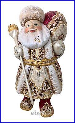 Russian Art Santa Clause Wooden Hand Carved Hand Paint Sign by the Artist