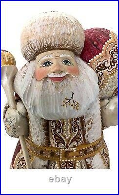 Russian Art Santa Clause Wooden Hand Carved Hand Paint Sign by the Artist