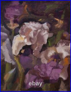 SALE ORIGINAL Oil Canvas PAINTING White Iris, Floral Realist Small Art SALE ORIGINAL Oil Canvas PAINTING White Iris, Floral Realist Small Art
