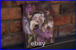 SALE ORIGINAL Oil Canvas PAINTING White Iris, Floral Realist Small Art SALE ORIGINAL Oil Canvas PAINTING White Iris, Floral Realist Small Art