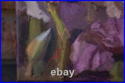 SALE ORIGINAL Oil Canvas PAINTING White Iris, Floral Realist Small Art SALE ORIGINAL Oil Canvas PAINTING White Iris, Floral Realist Small Art