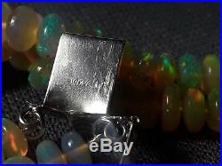 SALE! Original Artist Design Ethiopian Opal 14K White Gold & Diamond Necklace