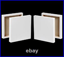 SET OF 4 HILLINTON ARTISTS SQUARE BLANK CANVAS WHITE STRETCHED CANVAS 20 x 20CM