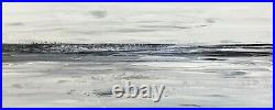 SILVER SEASCAPE ART CONTEMPORARY ORIGINAL MODERN PAINTING 100x40cm box canvas