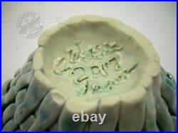 SWEET 5 ARTIST Baby Blue Woven Basket 2017 Folk Art Handmade pottery SIGNED