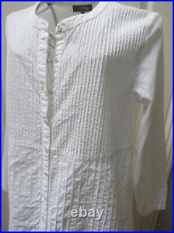 Sahara Tunic Shirt Top Size S 10 14 White Pintuck Relaxed Lagenlook Boho Arty