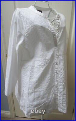 Sahara Tunic Shirt Top Size S 10 14 White Pintuck Relaxed Lagenlook Boho Arty