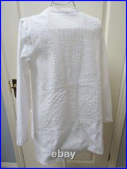 Sahara Tunic Shirt Top Size S 10 14 White Pintuck Relaxed Lagenlook Boho Arty