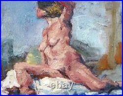 Seated Female Nude on White original oil painting by TX artist Melissa Grimes