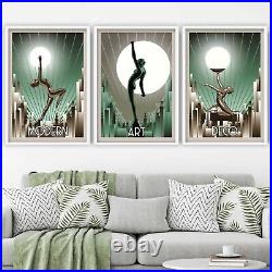 Set of 3 FRAMED ART Deco women Posters Art Prints Box Frame or Glossy Deco