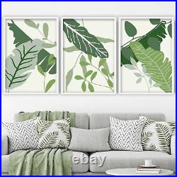 Set of 3 FRAMED Prints Tropical Monstera Art Prints Botanical Green Deco Set 1