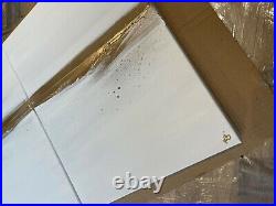 Set of 3 x Abstract Seascape Canvases in white and gold. Original & textured