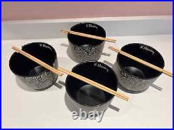 Set of 4 KEITH HARING ARTIST'GRAFFITI' RAMEN BOWL & CHOPSTICKS