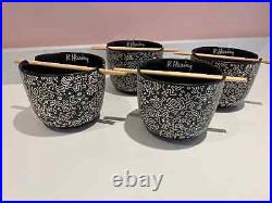 Set of 4 KEITH HARING ARTIST'GRAFFITI' RAMEN BOWL & CHOPSTICKS