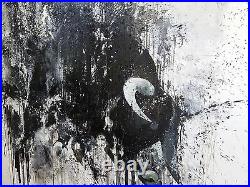 Shai-Yossef- extra extra large-oil-painting bull animals black and white wild