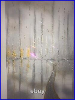 Silver sparkle City Reflection1-original Acrylic Canvas Painting 60x50cms