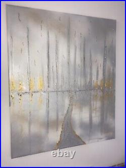 Silver sparkle City Reflection1-original Acrylic Canvas Painting 60x50cms