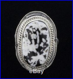 Size 8, White Buffalo Ring By Navajo Artist Tommy Secatero