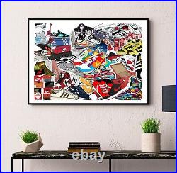 Sneakerhead Collage print, Pop Wall Art Sneaker Head Poster Trainer gift Nike