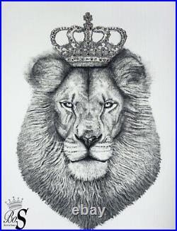 Sparkle King Lion Glitter Canvas Picture wall Art, Any size