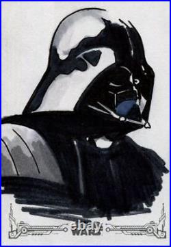 Star Wars The Empire Strikes Back Black & White Sketch Card By Unknown Artist