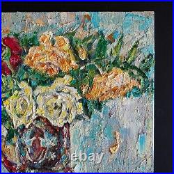 Still Life Oil painting Roses White Red Jug IMPRESSIONISM from UKRAINE