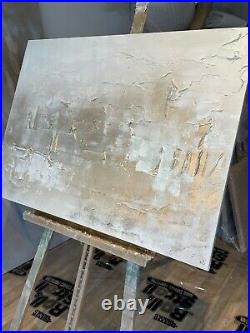 Stunning Original Textured Gold & White Canvas Painting Kerry Bowler