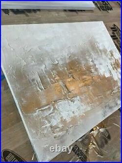 Stunning Original Textured Gold & White Canvas Painting Kerry Bowler