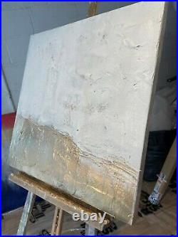 Stunning original textured canvas painting! White/Gold Kerry Bowler