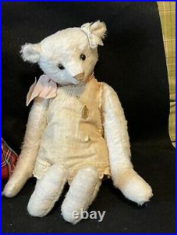 Sweet Rose White Bear In Linen Romper by Susanne Tauber