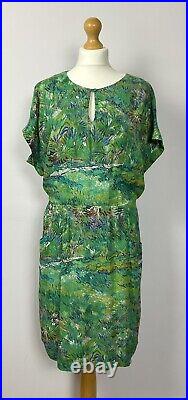 THE NATIONAL GALLERY X WHITE STUFF green Vincent van Gogh graphic print dress 12
