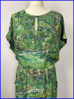 THE NATIONAL GALLERY X WHITE STUFF green Vincent van Gogh graphic print dress 12