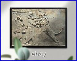 The Lion Hunt of Ashurbanipal Wall Art Decor Babylon-Assyrian-Akkadian-Sumerian