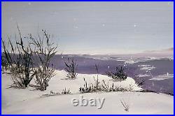Thom Original Oil Painting Michigan Snowy Lake Shore 14x11 On Canvas White