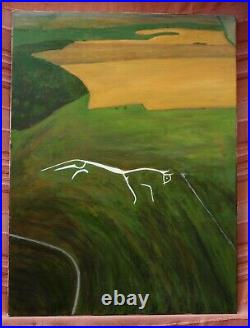 Uffington White Horse' Acrylic painting on canvas, 40x30x3/4inch canvas size