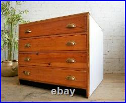 Upcycled Vintage 60s 70s Mid Century 4 Drawer Architects Artists Plan Chest Desk