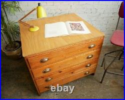 Upcycled Vintage 60s 70s Mid Century 4 Drawer Architects Artists Plan Chest Desk