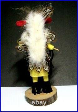 VTG Kachina Doll White Ahote 7 Tall Artist Signed C. C. Feathers Wood 1997