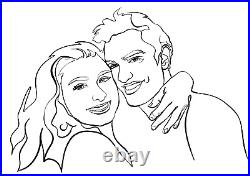 Valentine's Day Gift for Him or Her Custom LINE ART portrait commission